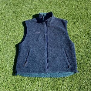 Vintage Columbia Fleece Vest Reversible Mens Size XL Blue / Green